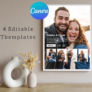 Póster de película de Netflix Póster de película de pareja personalizado, Canva editable, plantilla de tira de película de póster de película, Descarga digital, Regalo del Día de San Valentín