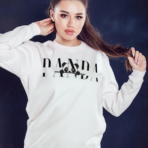 Cute Panda Sweatshirt  Kawaii Animal Hoodie Cozy Unisex Panda Gift  Cartoon Panda Sweater for Animal Lovers
