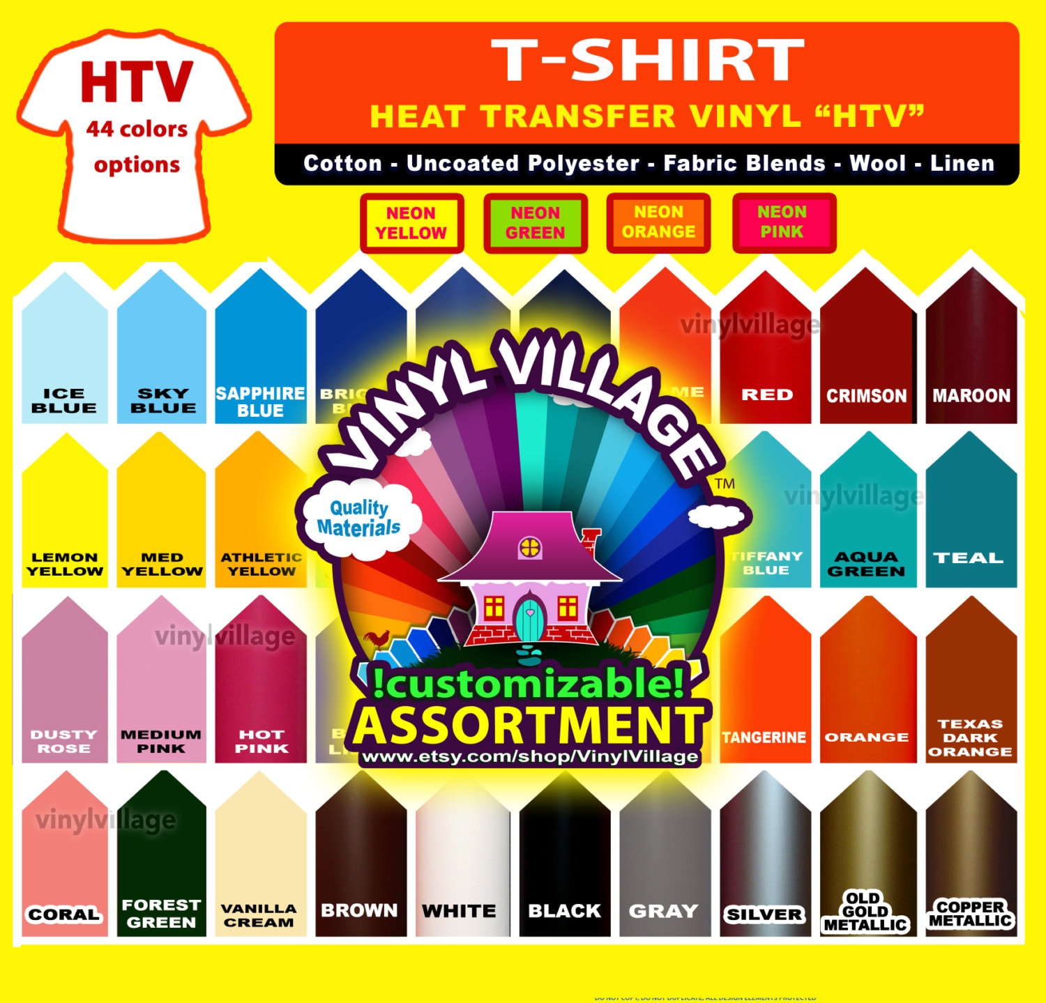 Feuilles De Vinyle Thermocollant HTV - 18 Couleurs - 101.6 X 30.5 Cm - Pour Personnalisation Textile - 7