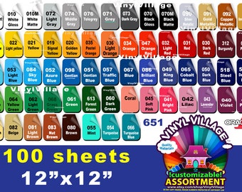 100 sheets 12x12 Adhesive Backed Vinyl YOU PICK COLORS Outdoor sign quality Craft cut cutter, wraps, tumblers, glass, vehicles vinyl_village