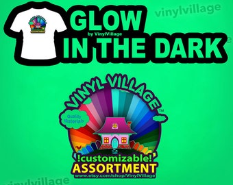 1 sheet 12x12 GLOW in the DARK  Heat transfer vinyl thermal press T- Shirt film, crafts or sign cutter, hpv htv   VinylVillage