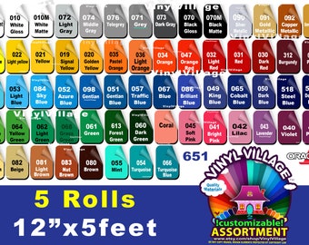 5 pack 12 inch rolls Adhesive Backed Vinyl YOU PICK COLORS Outdoor sign quality, Craft cut cutters wraps, tumblers, glass, vehicle lot, set