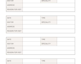 Medical Appointment Log (PDF Printable)