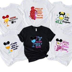 Disney Princess Drinking Shirt, Custom Disney Bachelorette Party Shirt, Wine Princess Shirts, Disney Girls Matching T-shirt, Princess Shirts