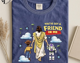Jesus Friendship T-Shirt, Christian Faith Tee, Western Cartoon Shirt, Sunday School Top, Cute Church Gift For Kids