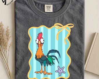 Coquette Rooster T-Shirt, Beach Chicken Tee, Cute Coastal Shirt, Summer Farm Top, Funny Animal Graphic T-Shirt