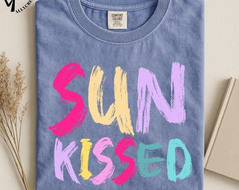 Sun Kissed T-Shirt, Beach Vacation Tee, Colorful Summer Shirt, Sunshine Graphic Top, Cute Coastal T-Shirt