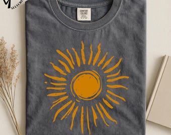 Boho Sun T-Shirt, Sunshine Summer Tee, Minimalist Sun Shirt, Beach Vacation Top, Comfort Colors Graphic T-Shirt