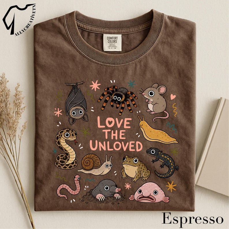 Love The Unloved T-Shirt, Cute Weird Animal Tee, Creepy Critter Shirt, Science Nerd Top, Animal Lover Graphic T-Shirt image 3