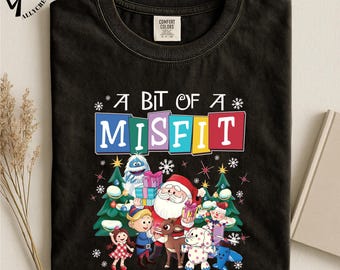 A Bit of a Misfit Christmas Shirt, Rudolph and Misfit Toys Tee, Funny Retro Holiday Top, Vintage Cartoon Xmas Gift, Classic Christmas Tee
