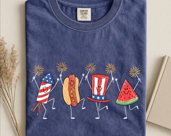 Fourth of July Shirt, Patriotic Sweatshirt, Watermelon Hotdog Firework Sweater, Independence Day Tee, Comfort Colors T-Shirt