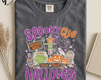 Spooky Club Halloween T-Shirt, Witches Brew Tee, Trick Or Treat Shirt, Pumpkin Ghost Top, Cute Fall Graphic T-Shirt
