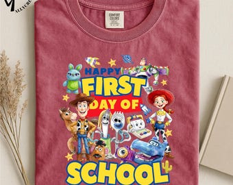 Happy First Day T-Shirt, Toy Friends Tee, Back To School Shirt, Teacher Classroom Top, Kindergarten Student Gift T-Shirt