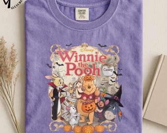 Spooky Storybook Friends T-Shirt, Cute Halloween Bear Tee, Vintage Fall Character Shirt, Pumpkin Candy Top, Trick Or Treat T-Shirt