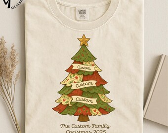 Custom Family Christmas Shirt, Personalized Matching Family Christmas 2025 Tee, Christmas Tree 2025 Shirt, Personalized Name Christmas Shirt