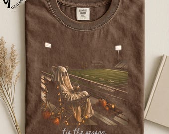 Tis The Season T-Shirt, Football Ghost Tee, Spooky Game Day Shirt, Fall Stadium Ghost Top, Comfort Colors T-Shirt