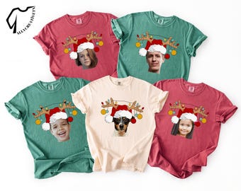 Custom Christmas Family&Friends Photo Face Shirt, Christmas Gift, Matching Holiday Family Outfits, Christmas Family Party Tees