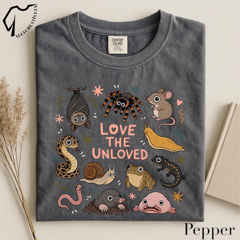 Love The Unloved T-Shirt, Cute Weird Animal Tee, Creepy Critter Shirt, Science Nerd Top, Animal Lover Graphic T-Shirt image 1
