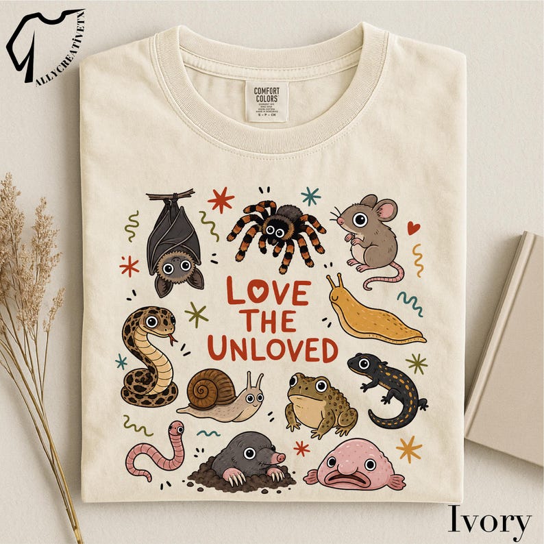 Love The Unloved T-Shirt, Cute Weird Animal Tee, Creepy Critter Shirt, Science Nerd Top, Animal Lover Graphic T-Shirt image 2