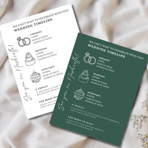 Wedding Timeline Template, Editable Wedding Timeline Card, Wedding Weekend Itinerary, Wedding Order of the Day, Custom Wedding Timeline