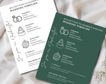 Wedding Timeline Template, Editable Wedding Timeline Card, Wedding Weekend Itinerary, Wedding Order of the Day, Custom Wedding Timeline
