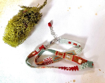 Geometric seed bead wrap bracelet multi color
