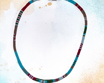 Handwoven Geometric Beaded Necklace Choker multicolor