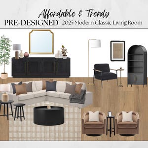 Sala de estar clásica moderna prediseñada / ASEQUIBLE y de tendencia / Lista de compras y tablero de ideas con hipervínculos