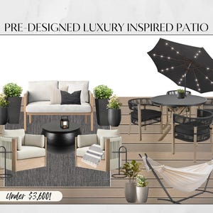 Patio prediseñado / Lista de compras y tablero de ideas para el diseño de patios de 2025 / Inspirado por diseñadores