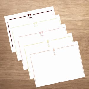 Set di cancelleria collezione vino / Biglietti di auguri piatti 5,5" x 4" / Biglietti di ringraziamento / Regalo per hostess / Regalo di vino / Regalo di champagne