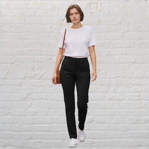 GAP -- Dress Pants, Black, Straight Leg, Side Button and Zip, Tall Woman, Vintage