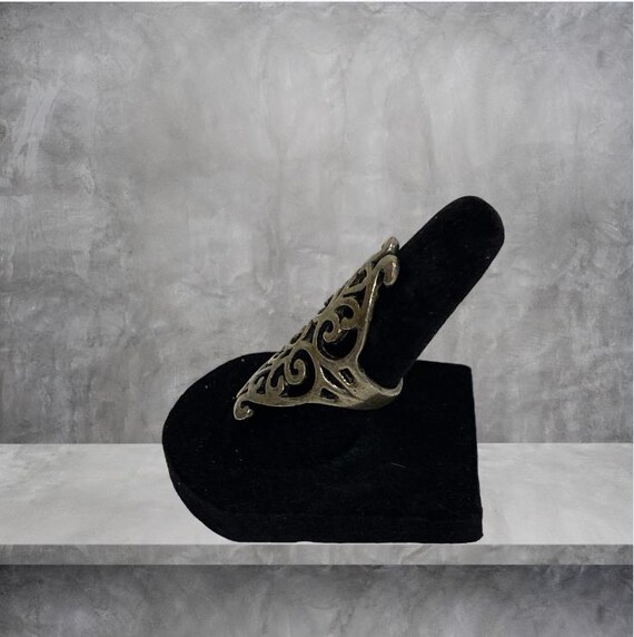 SILVER SCROLL RING -- Oversized, Goth, Vintage - image 3