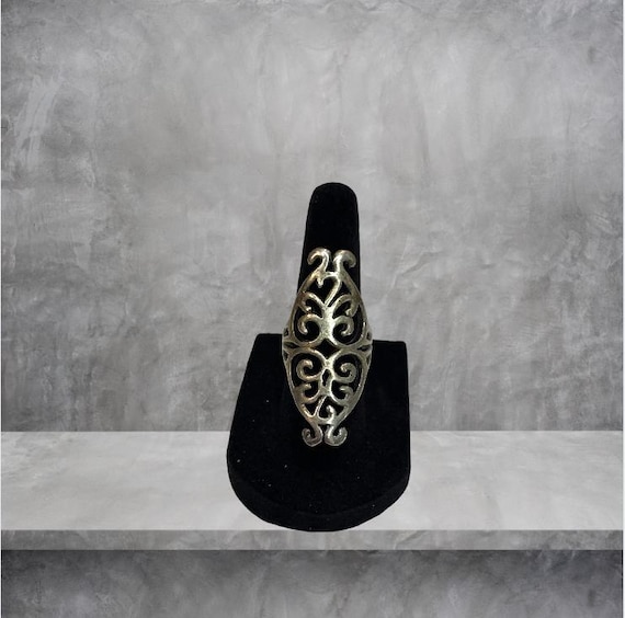 SILVER SCROLL RING -- Oversized, Goth, Vintage - image 1