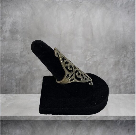 SILVER SCROLL RING -- Oversized, Goth, Vintage - image 2