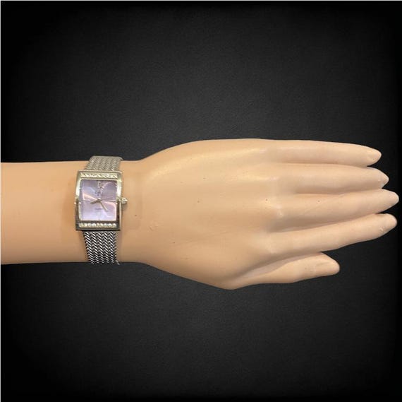 LA EXPRESS -- Analog Watch, Faux Diamonds, Lavender Face, Silver Band, Vintage