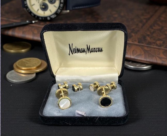 NEIMAN MARCUS -- Cuff Links & Tuxedo Studs, Gold … - image 1