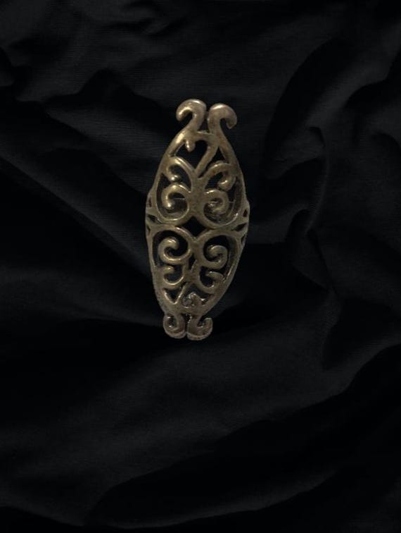 SILVER SCROLL RING -- Oversized, Goth, Vintage - image 6