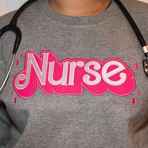 Embroidered Nurse Crewneck, Nursing Sweatshirt, RN Sweater, Nurse Gift, Registered Nurse Apparel, Nurse Grad, Healthcare Appreciation
