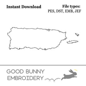 PR Island Puerto Rico Simple Embroidery Logo File | Instant Download