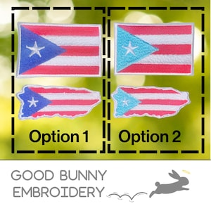 Puerto Rico Flag Iron-On Patch – Choose Navy Blue or Light Blue – Two Patch Set