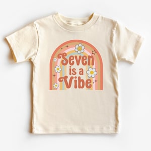 7th Birthday Toddler Shirt, Seven is a Vibe 7th Birthday Shirt T-Shirt, Seventh Birthday Shirt, Kids Birthday Clothing Tees