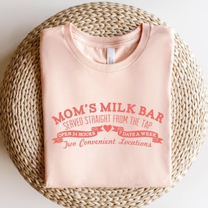 Breastfeeding Mama Shirt, Mom&#39;s Milk Bar T-Shirt, Nursing Tee, Retro Style Mommy Shirt, Gift For New Mama