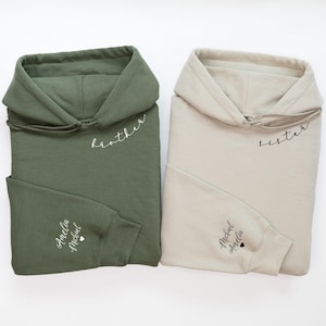 Brother and Sister Matching Hoodies or Sweatshirts, Custom Name Family Crewnecks, Personalized Gift for Siblings or Family