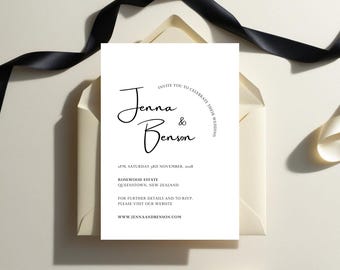 Elegant Wedding Invitation Template: Modern Canva Design (Digital Download)