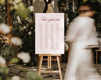 Elegant Wedding Seating Chart Template: Customizable Canva Sign (Digital Download)