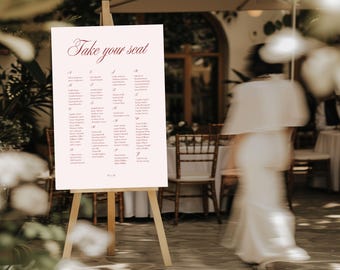 Elegant Wedding Seating Chart Template: Customizable Alphabetical Sign (Digital Download)