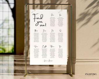Elegant Wedding Seating Chart: Modern Minimalist Template (Digital Download)