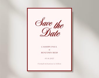 Elegant Wedding Save the Date Template: Printable Announcement Card (Canva)
