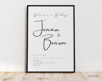 Elegant Wedding Welcome Sign Template: Minimalist Canva Design (Digital Download)