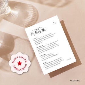 Plantillas de menú de boda atemporales, plantillas de menú de boda editables, menú de boda, tarjeta de boda elegante, editable en Canva, decoración de mesa de boda personalizable
